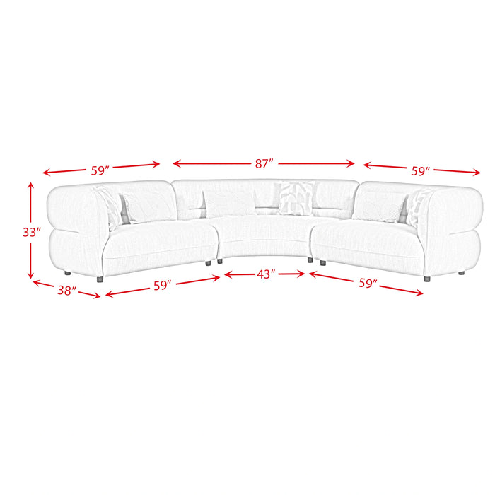 Four Seasons Sectional Set in Woolen Camel with 6 Pillows