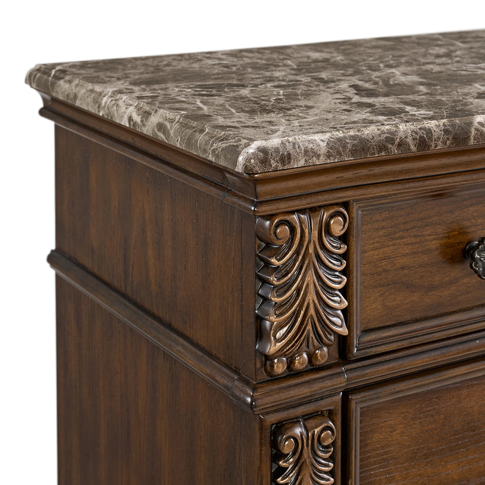 Cadenza UPH Bedroom Set with Black PU in Brown