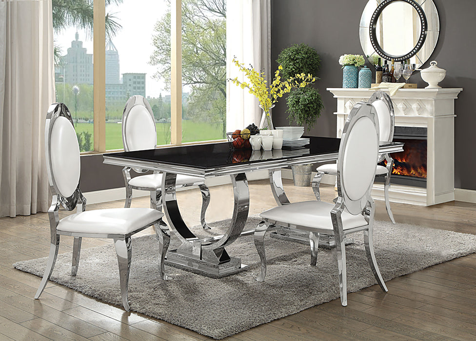 Antoine Rectangular Glass Top Dining Set Chrome