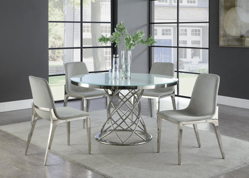 Irene 5-piece Round Glass Top Dining Set White and Chrome image