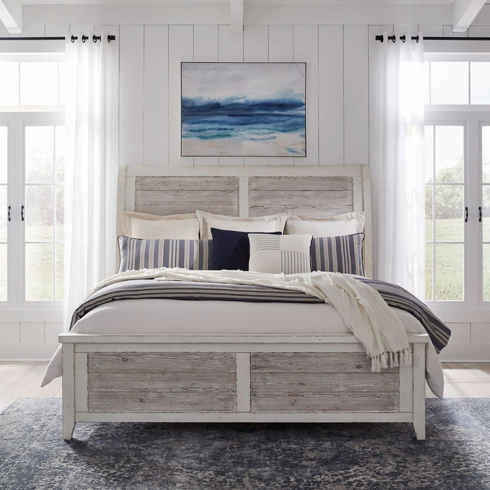 Liberty Furniture Backroads King Sleigh Bed in Weathered White/Parchment Brown image