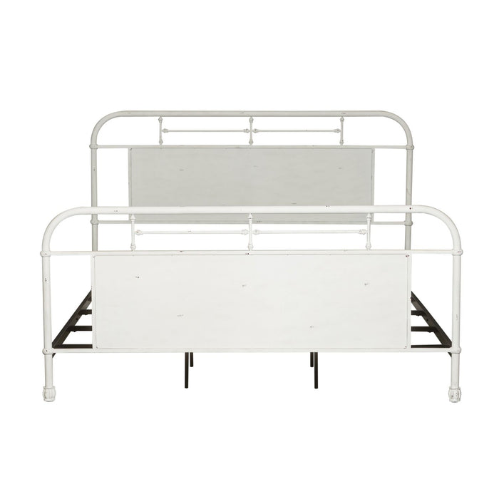Vintage Series King Metal Bed in Antique White - Red Gate Home Furnishings (Ball Ground, GA)
