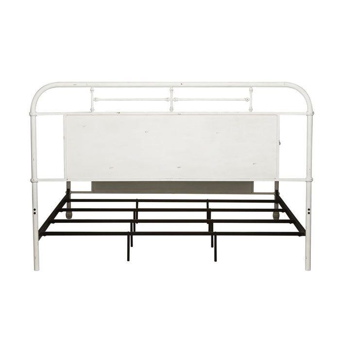 Vintage Series King Metal Bed in Antique White - Red Gate Home Furnishings (Ball Ground, GA)