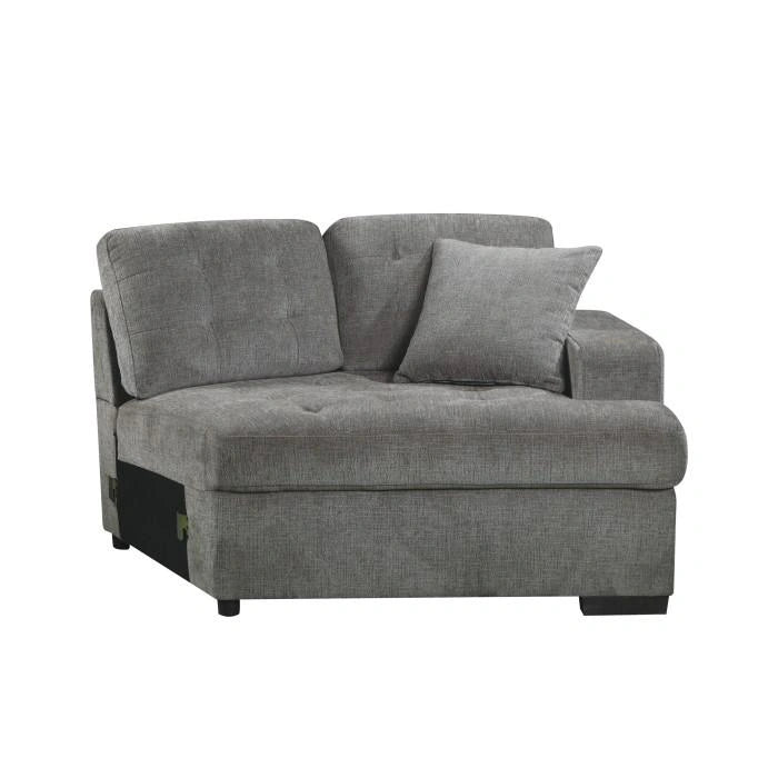 Logansport Right Side Cuddler with 1 Pillow in Gray 9401GRY-RU