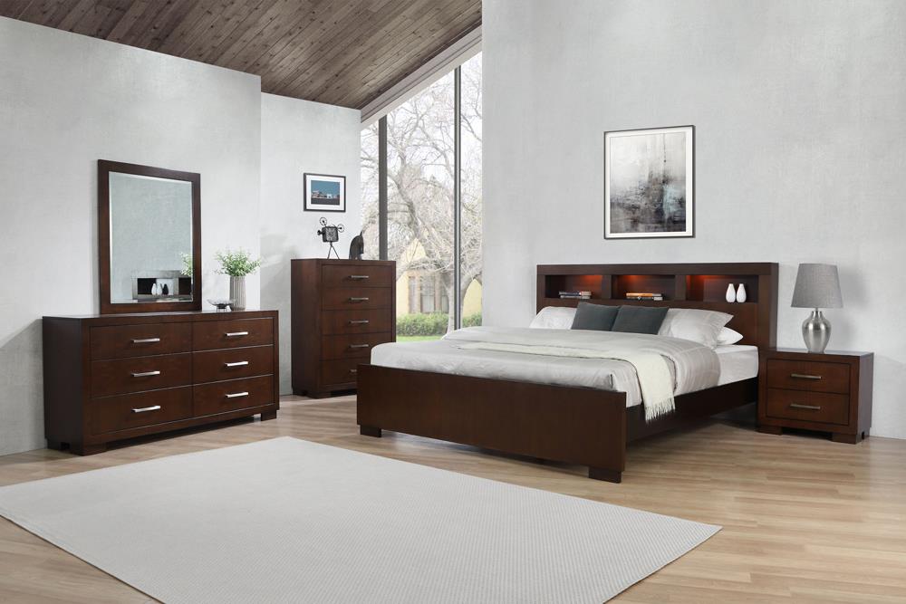 Jessica Bedroom Set with Bookcase Headboard Cappuccino - Red Gate Home Furnishings (Ball Ground, GA)
