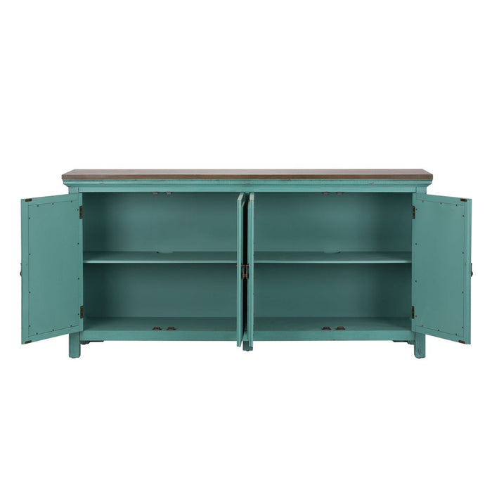 Liberty Furniture Kensington 4 Door Accent Cabinet in Turquoise
