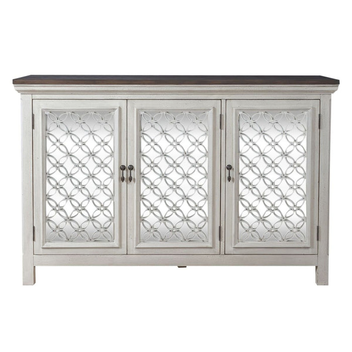 Liberty Furniture Westridge 3 Door Accent Cabinet in Wire Brushed Gray and White image