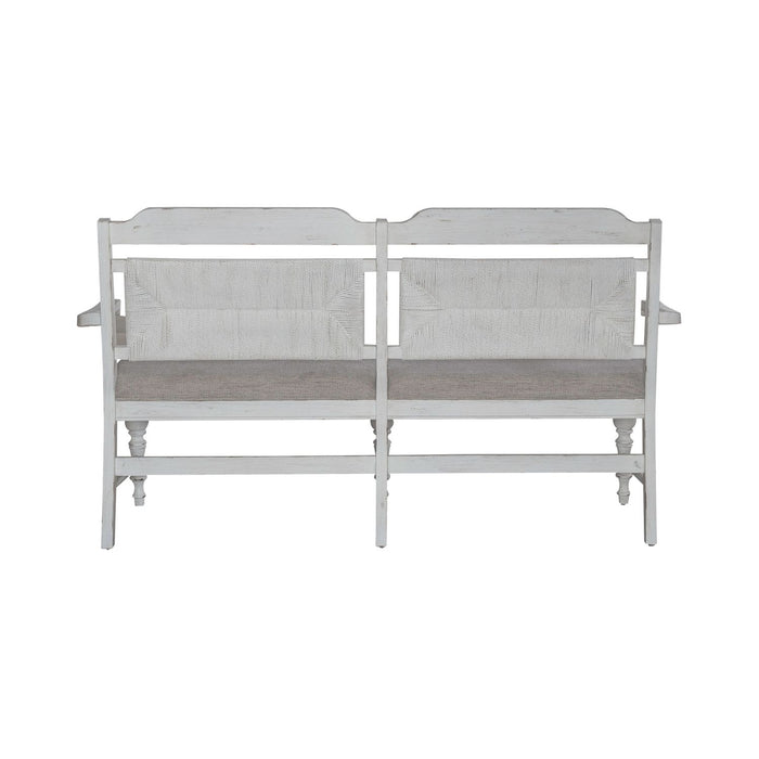 River Place Panel Back Bench in Riverstone White & Tobacco image