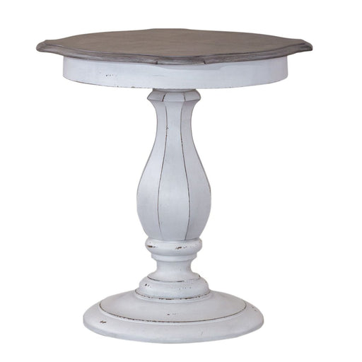 Liberty Furniture Magnolia Manor Round Accent Table in Antique White Base w/ Weathered Bark Tops image