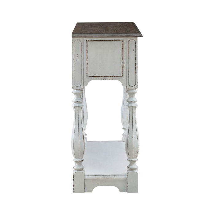Liberty Furniture Magnolia Manor Hall Console in Antique White & Weathered Bark EST SHIP TIME APPX 4 WEEKS