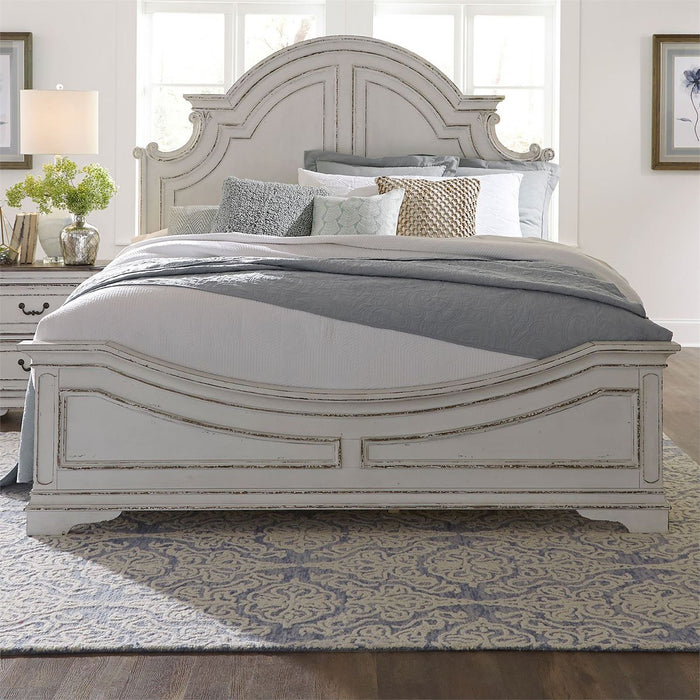 Liberty Magnolia Manor King Panel Bed in Antique White 244-BR-KPB