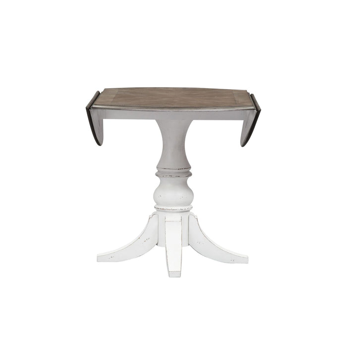 Magnolia Manor Drop Leaf Table in Antique White Base w/ Weathered Bark Tops image