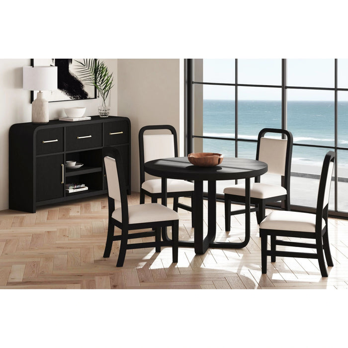 Ridgemont Round Dining Table in Black with Grain