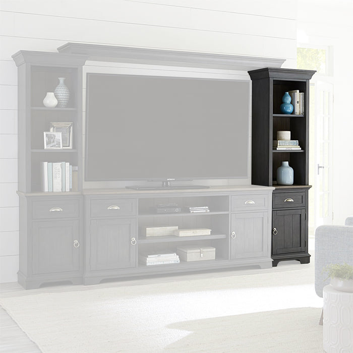Liberty Furniture Ocean Isle Entertainment Center with Piers in Slate with Weathered Pine