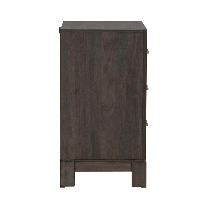 Modern Edge Nightstand w/ Charging Station in Caffe
