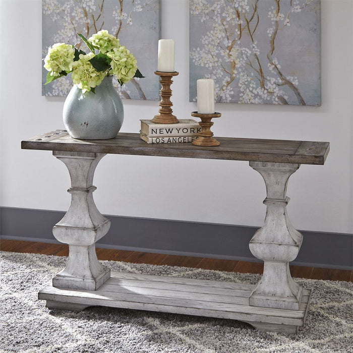 Liberty Sedona Sofa Table in Heavy Distressed White