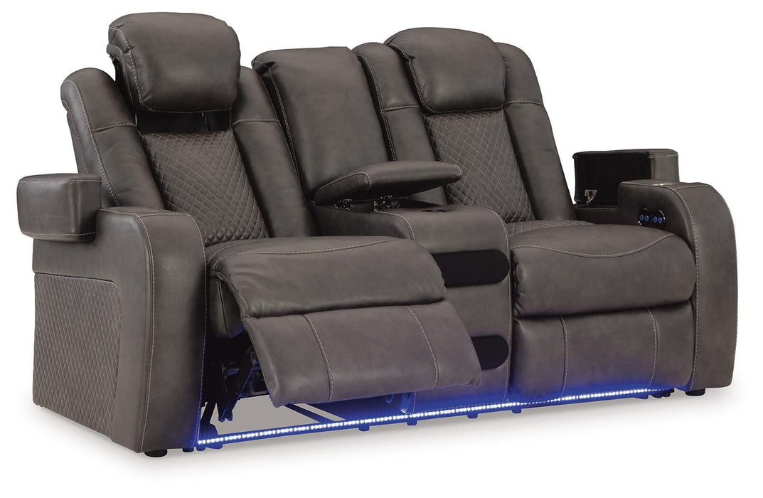 Fyne-Dyme Power Reclining Loveseat with Console - Red Gate Home Furnishings (Ball Ground, GA)