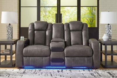 Fyne-Dyme Power Reclining Loveseat with Console - Red Gate Home Furnishings (Ball Ground, GA)