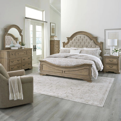 Magnolia Manor King California Uph Bed, Dresser & Mirror, Chest, Night Stand image
