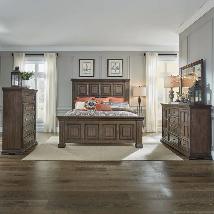 Big Valley King Panel Bed, Dresser & Mirror, Chest image
