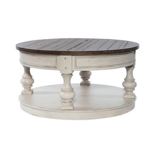 Morgan Creek Round Cocktail Table in Antique White - Red Gate Home Furnishings (Ball Ground, GA)