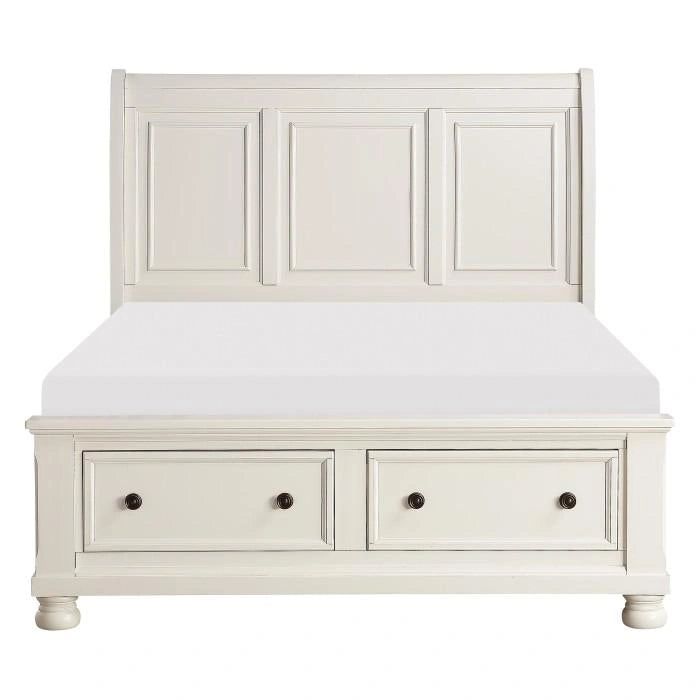 Laurelin Queen Sleigh Platform Storage Bed in White 1714W-1