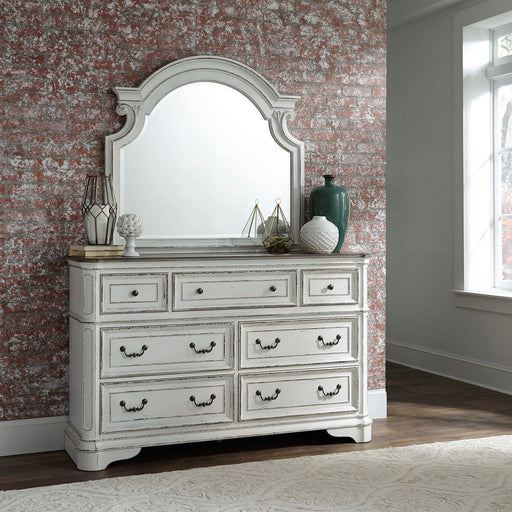 Magnolia Manor King California Upholstered Sleigh Bed, Dresser & Mirror, Chest, Night Stand image