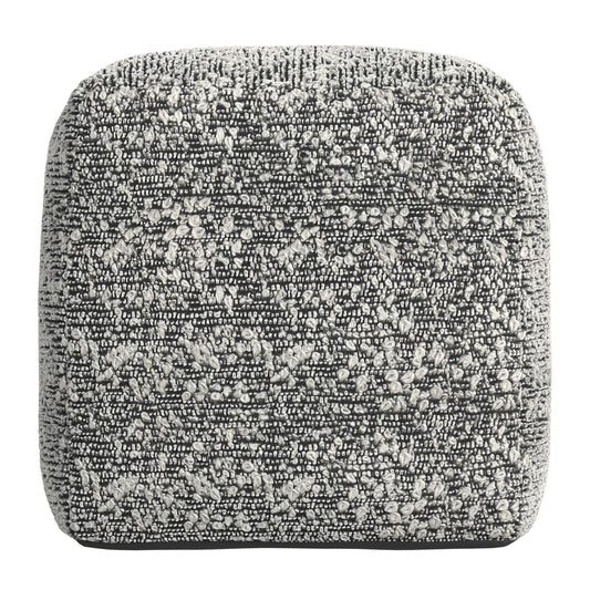 Nahara - Boucle Woven Square Pouf - Black