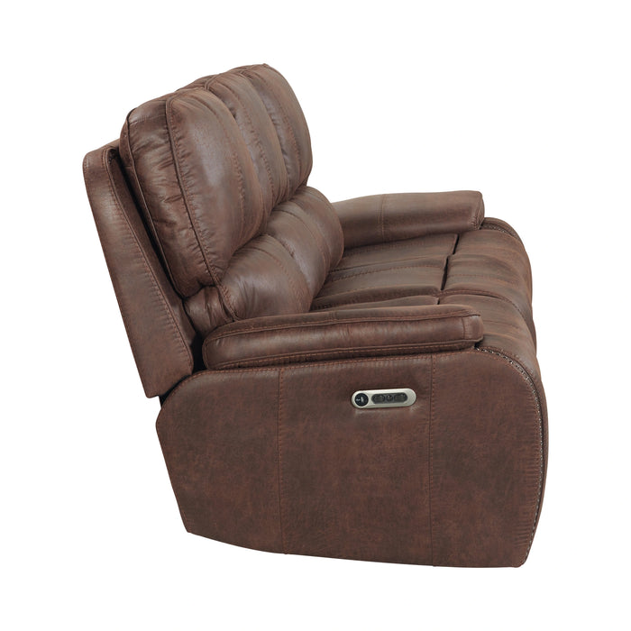 Atlantis Power Motion Sofa with Power Motion Head Recliner in Heritage Brown