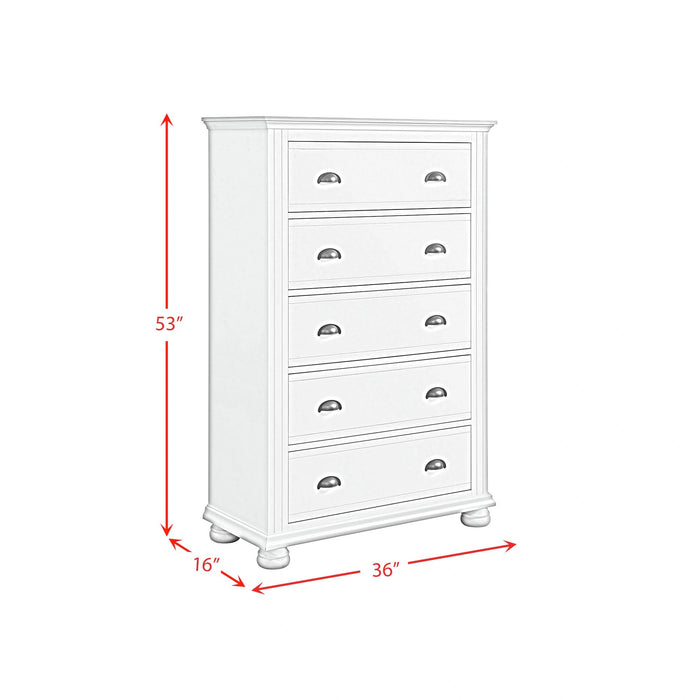 Kona 5-Drawer Chest in White