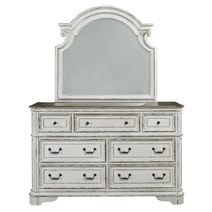 Magnolia Manor King California Upholstered Sleigh Bed, Dresser & Mirror, Chest image