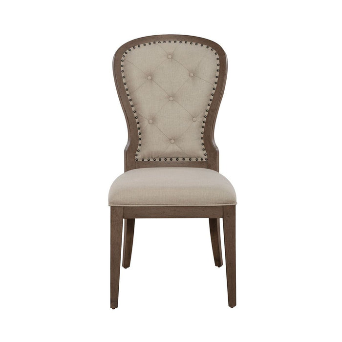 Liberty Furniture Americana Farmhouse Uph Tufted Back Side Chair (Set of 2) in Dusty Taupe & Black image