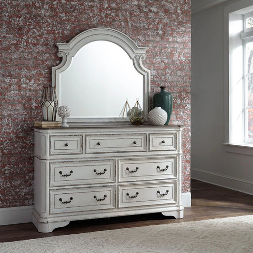 Magnolia Manor King California Upholstered Sleigh Bed, Dresser & Mirror, Chest image