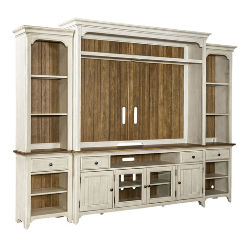 Farmhouse Reimagined Entertainment Center with Piers - Red Gate Home Furnishings (Ball Ground, GA)