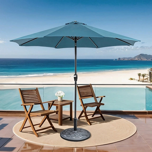 Soli 9' Outdoor Umbrella w/ Auto Tilt + 21" Round Base