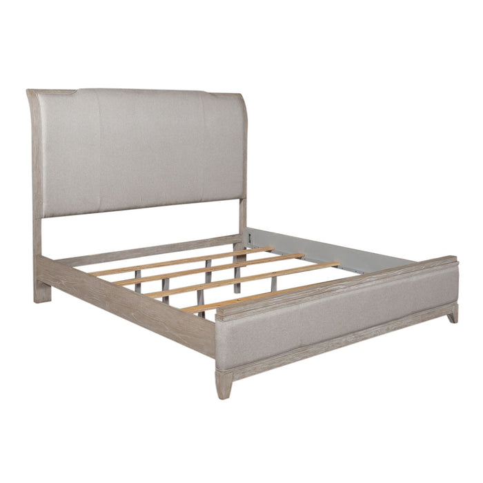 Belmar King California Upholstered Bed, Dresser & Mirror, Night Stand