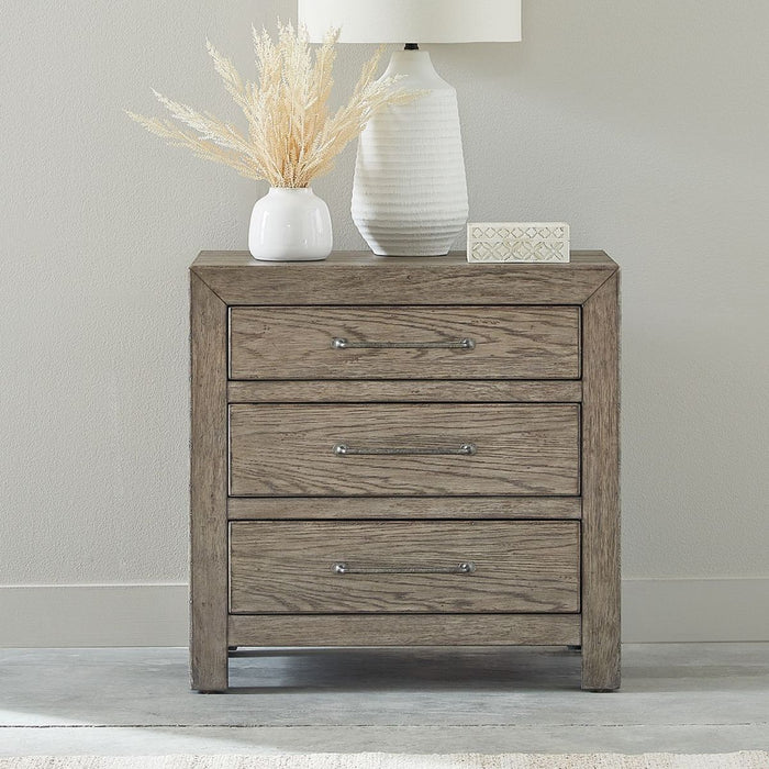 Liberty Furniture Skyview Lodge Nightstand with Charging Station in Cobblestone