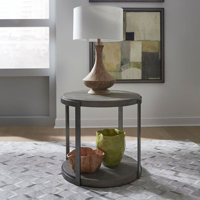 Liberty Furniture Modern View Round End Table in Gray