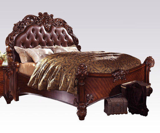 Acme Vendome Queen Panel Bed with Button Tufted Headboard in Cherry 22000Q - Red Gate Home Furnishings (Ball Ground, GA)