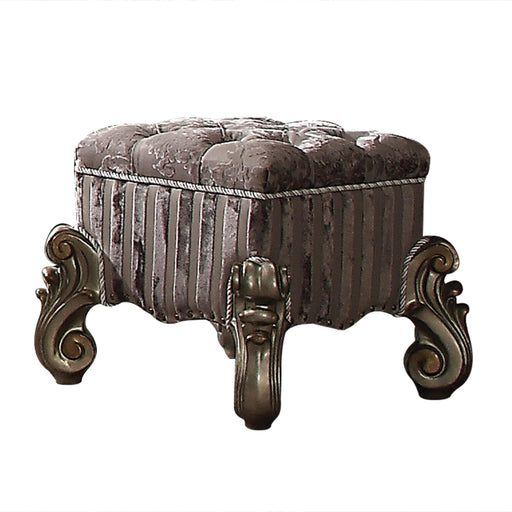 Versailles Fabric & Antique Platinum Vanity Stool image