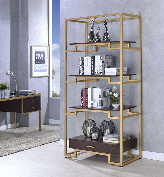 Yumia Gold & Clear Glass Bookshelf image