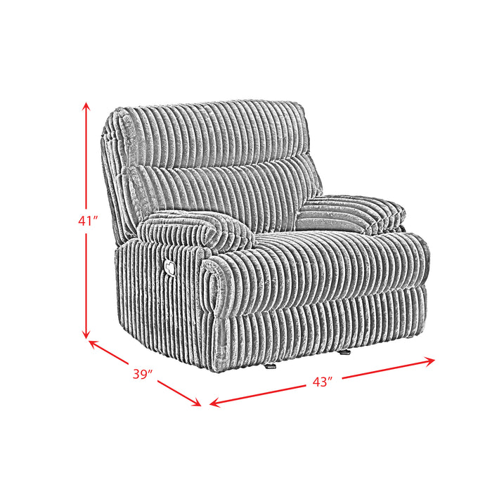Admiral 3PC Living Room Set in Masis Black-Sofa, Loveseat & Recliner