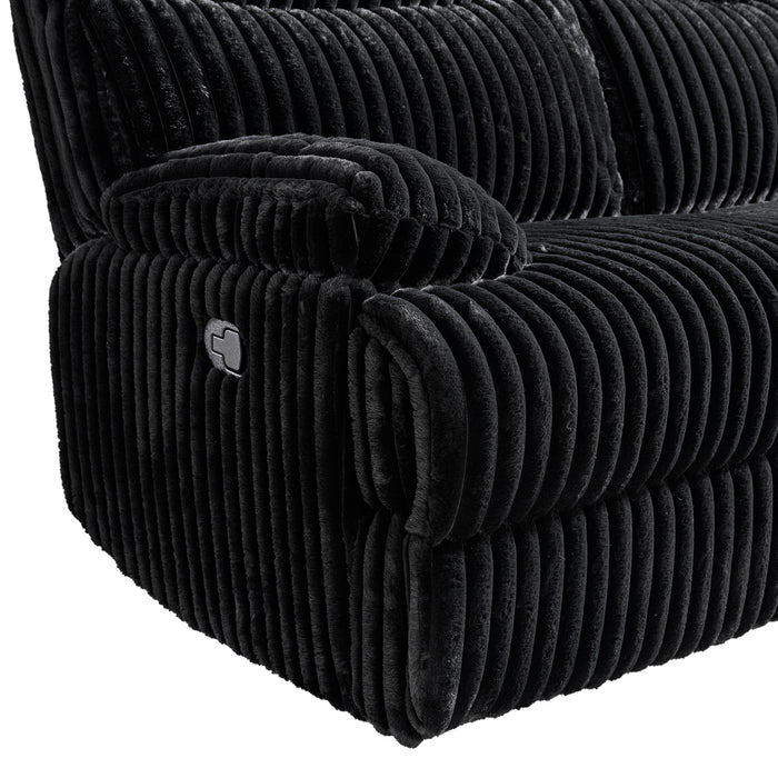 Admiral 3PC Living Room Set in Masis Black-Sofa, Loveseat & Recliner