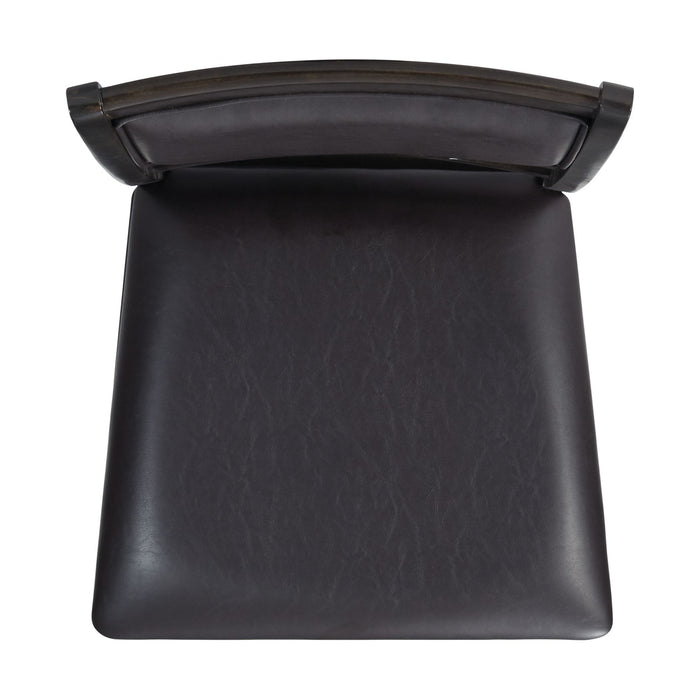 Amherst Dining Side Chair W/PU Cushion Side Stretcher Dark Finish (2 Per Pack)