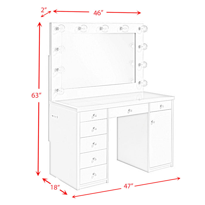 Amia Complete Dressing Table with Lightbulbs - Red Gate Home Furnishings (Ball Ground, GA)