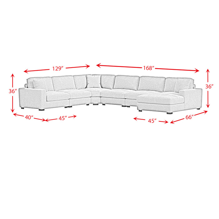 Arizona 6PC Sectional Set with RHF Chaise in Steno Black