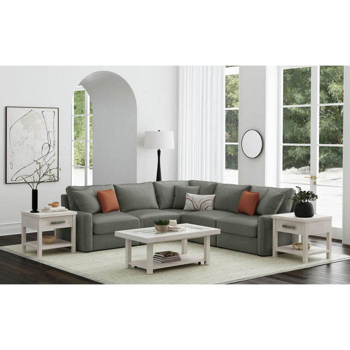 Avalanche End Table with USB in Antique White