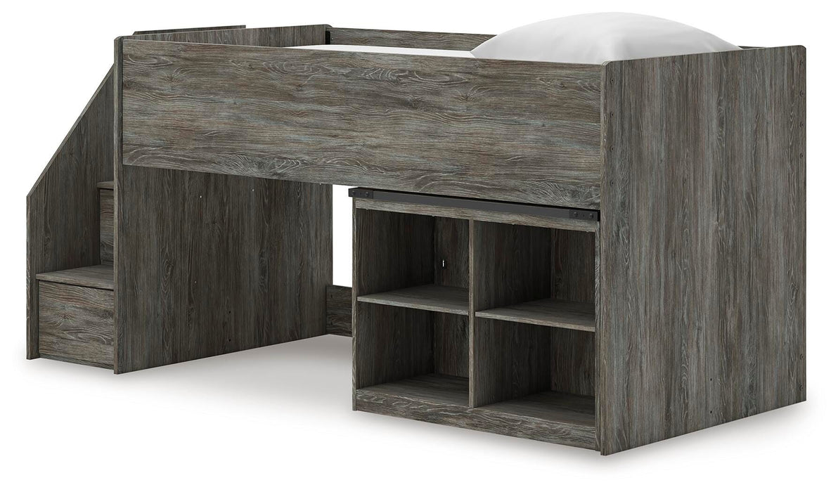 Frandern Loft Bed with Bookcase Storage - Red Gate Home Furnishings (Ball Ground, GA)