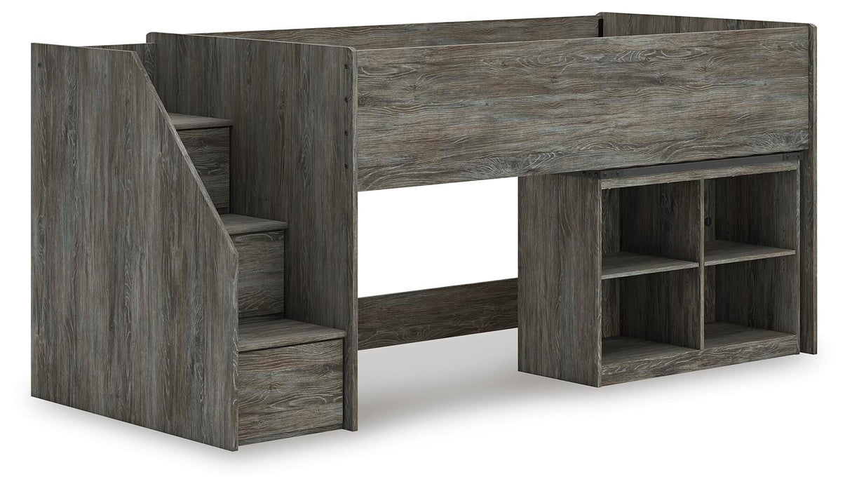 Frandern Loft Bed with Bookcase Storage - Red Gate Home Furnishings (Ball Ground, GA)