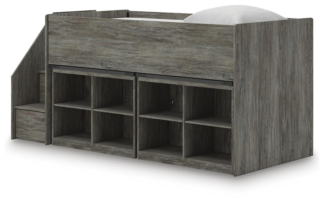 Frandern Loft Bed with Bookcase Storage - Red Gate Home Furnishings (Ball Ground, GA)